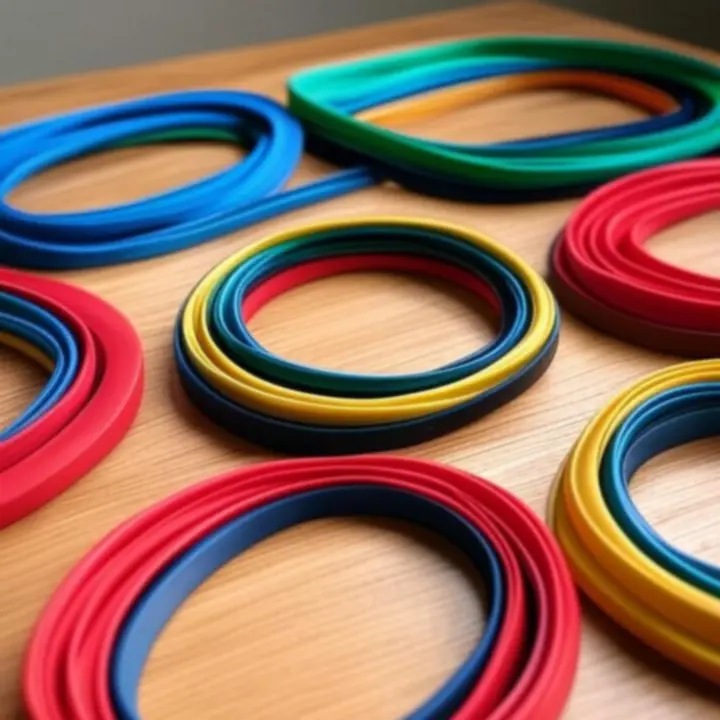 Kolorowe zestawy gum oporowych o różnym poziomie oporu