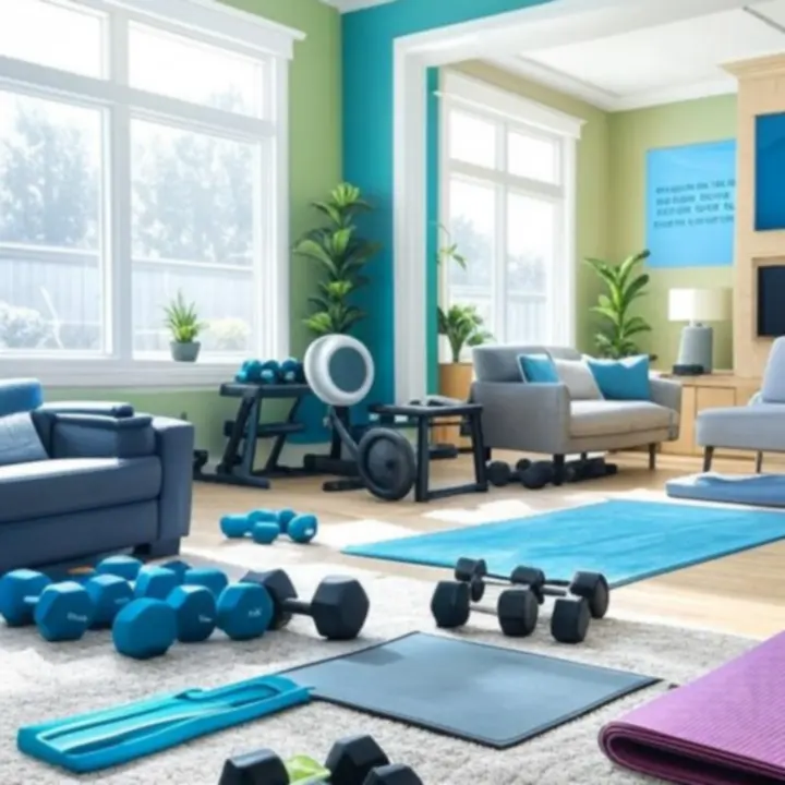 Nowoczesna domowa siłownia z zestawem sprzętu fitness w promocji